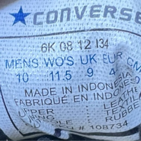 ⭐️ Converse One Star Black Leather Mid Sneakers Size 10 Red Star Retro - Picture 7 of 7